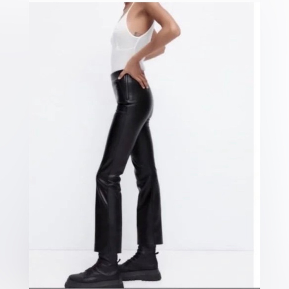 Zara boot cup leather pants with hip zipper